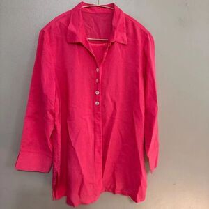 Fridaze women’s 100% linen coral pink blouse size large